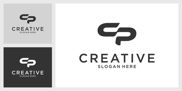 CpまたはPcの初期文字ロゴデザインベクター — ストックベクタ
