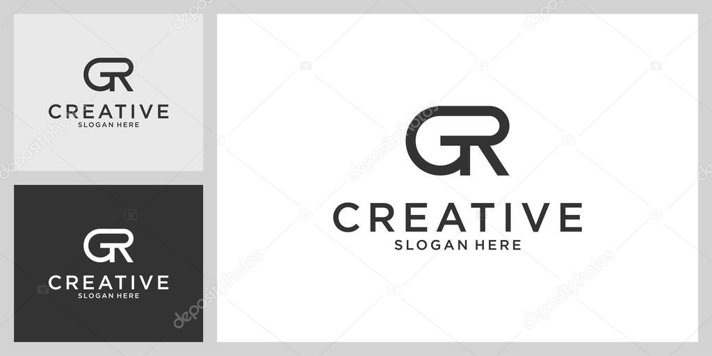 GR or RG initial letter logo design vector