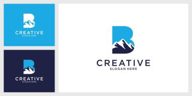 Dağ vektör logosu şablonlu ilk harf B