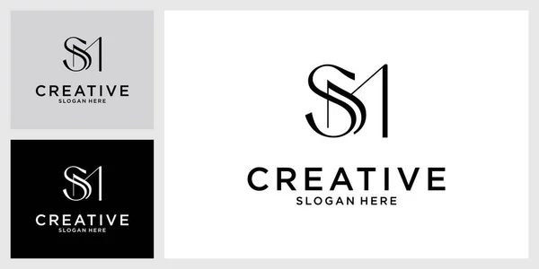 SM veya MS ilk harf logo tasarım vektörü