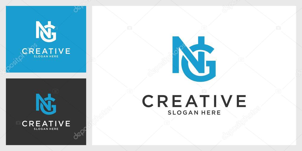Initial letter NG or GN logo design vector.