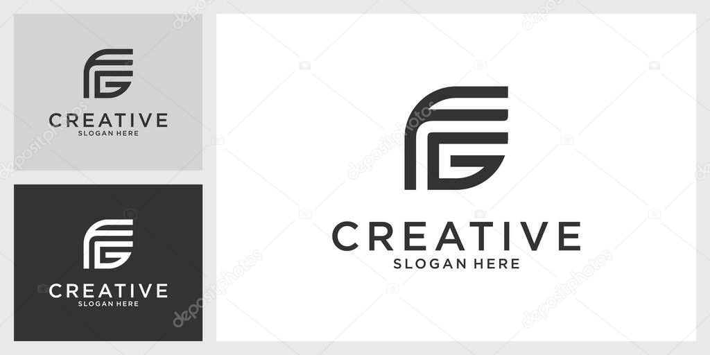 FG or GF initial letter logo design vector