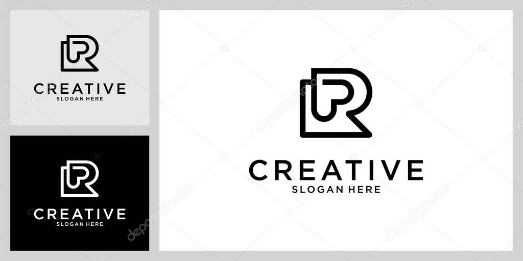 PR or RP initial letter logo design vector