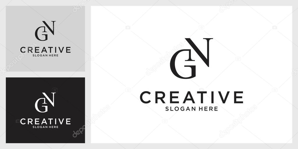 Initial letter GN or NG logo design template.