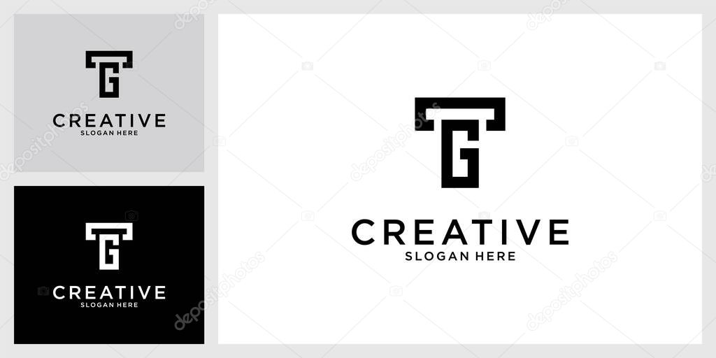 TG or GT initial letter logo design vector