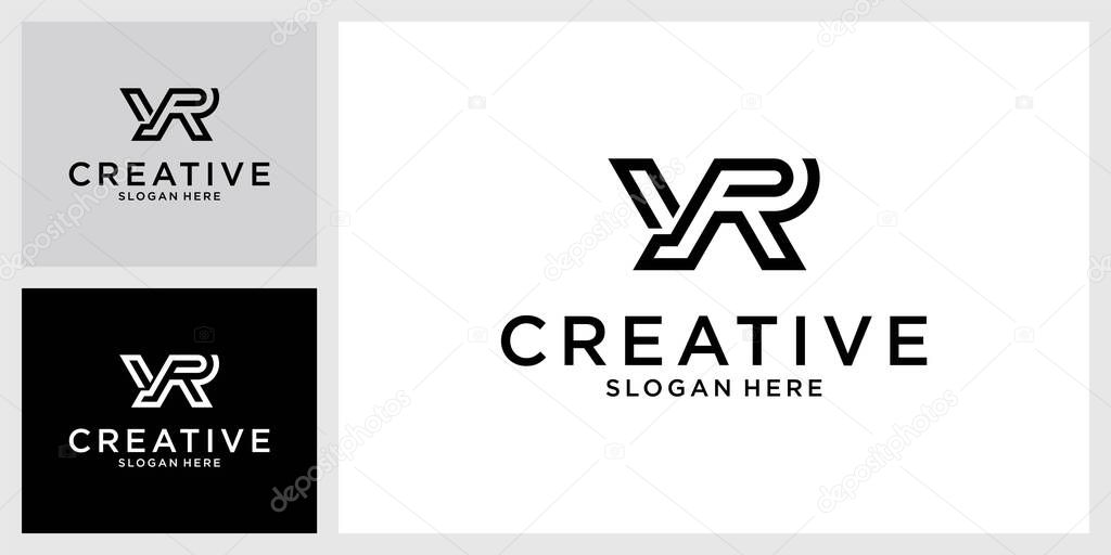 YR or RY initial letter logo design vector