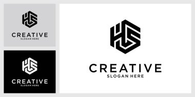 HS veya SH İlk harf logo tasarım vektörü