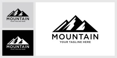 Klasik dağ vektör logosu tasarımı ve illüstrasyonu