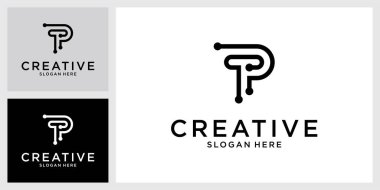 TP veya PT ilk harf logo tasarım vektör şablonu
