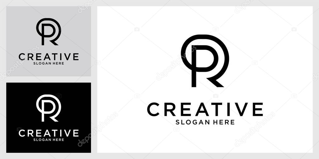 PR or RP initial letter logo design vector template