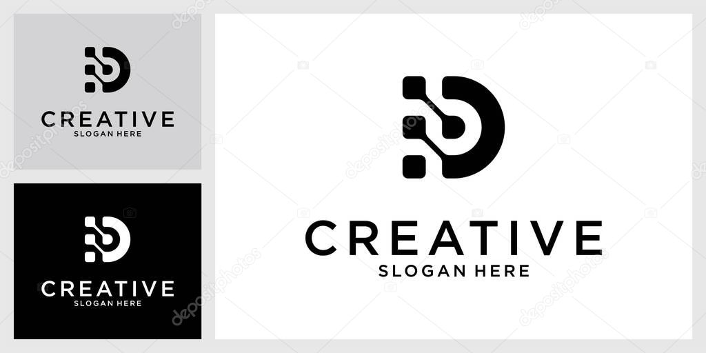 Initial letter D technology vector logo design concept.