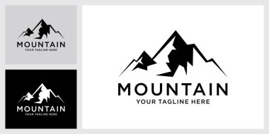 Klasik dağ vektör logosu tasarımı ve illüstrasyonu