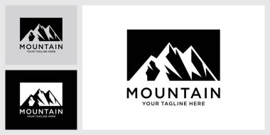 Klasik dağ vektör logosu tasarımı ve illüstrasyonu