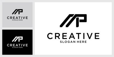 MP veya PM ilk harf logo tasarım vektör şablonu