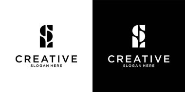 SL ya da LS ilk harf logo tasarım şablonu