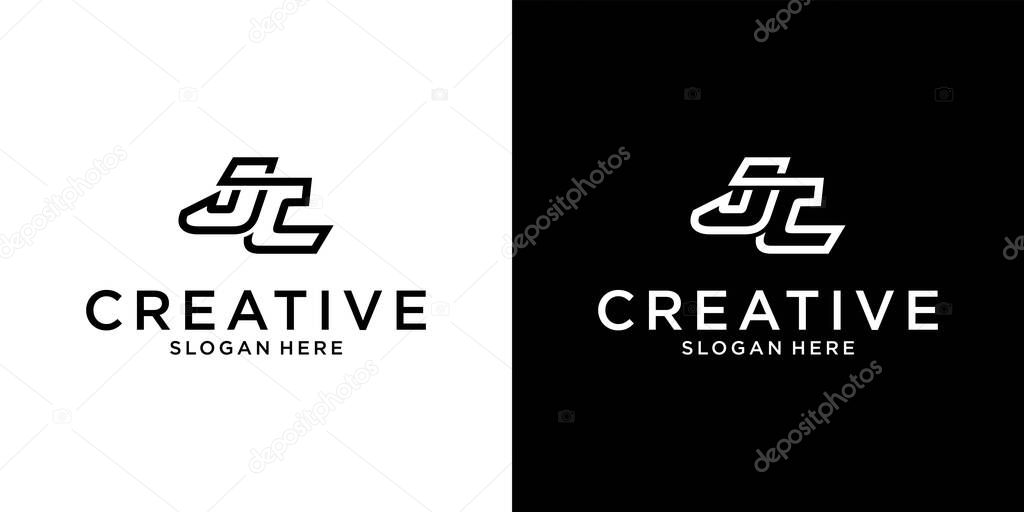 C or CJ initial letter logo design vector concept