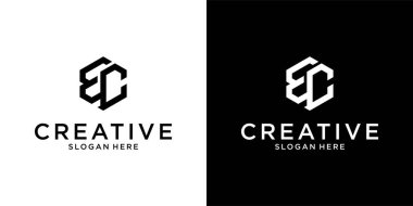 EC or CE initial letter logo design vector