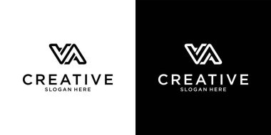 VA veya AV ilk harf logo tasarım vektörü şablonu