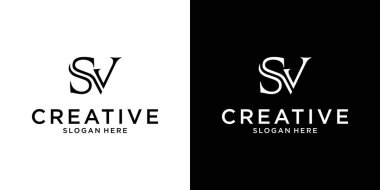 SV ya da VS ilk harf logo tasarım vektörü