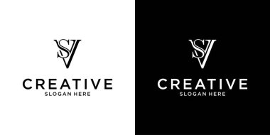 SV ya da VS ilk harf logo tasarım vektörü