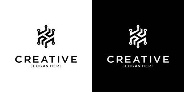 H or HH initial letter logo design concept