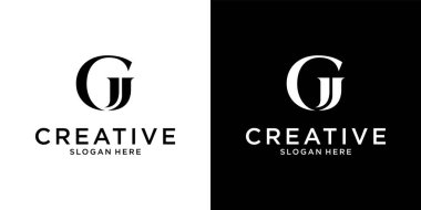 GJ veya JG ilk harf logo tasarım vektörü
