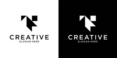 TF or FT initial letter logo design vector