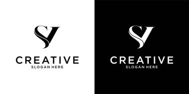 SV ya da VS ilk harf logo tasarım vektörü