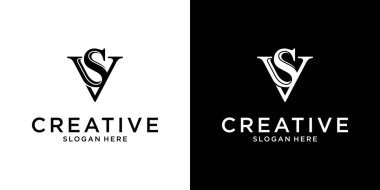 SV ya da VS ilk harf logo tasarım vektörü