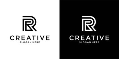 R veya RR ilk harf logo tasarım vektörü