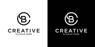 BC or CB initial letter logo design vector