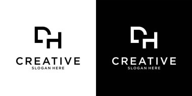 DH veya HD ilk harf logo tasarım vektör şablonu