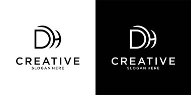 DH veya HD ilk harf logo tasarım vektör şablonu
