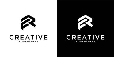 RF ilk harf logo tasarım vektörünün FR 'si