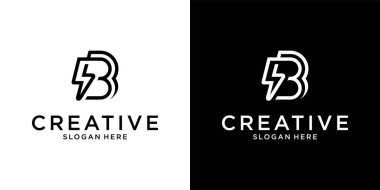 Şimşek Yıldırımı Logo Vektörü Tasarımı ile İlk B Mektubu