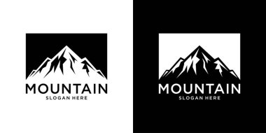 Klasik dağ vektör logosu tasarımı ve illüstrasyonu
