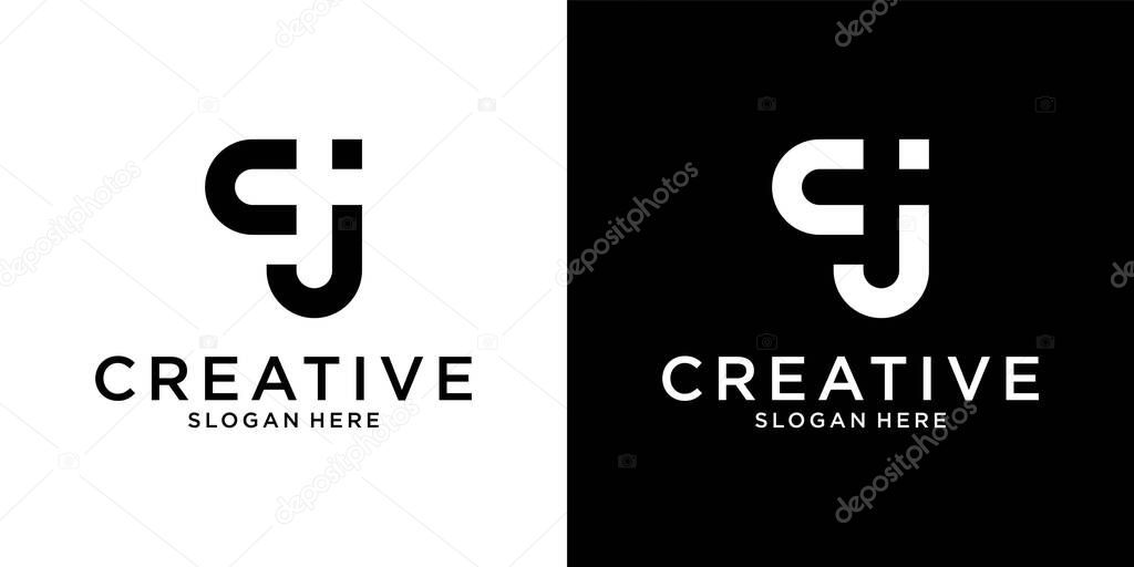 CJ or JC initial letter logo design vector