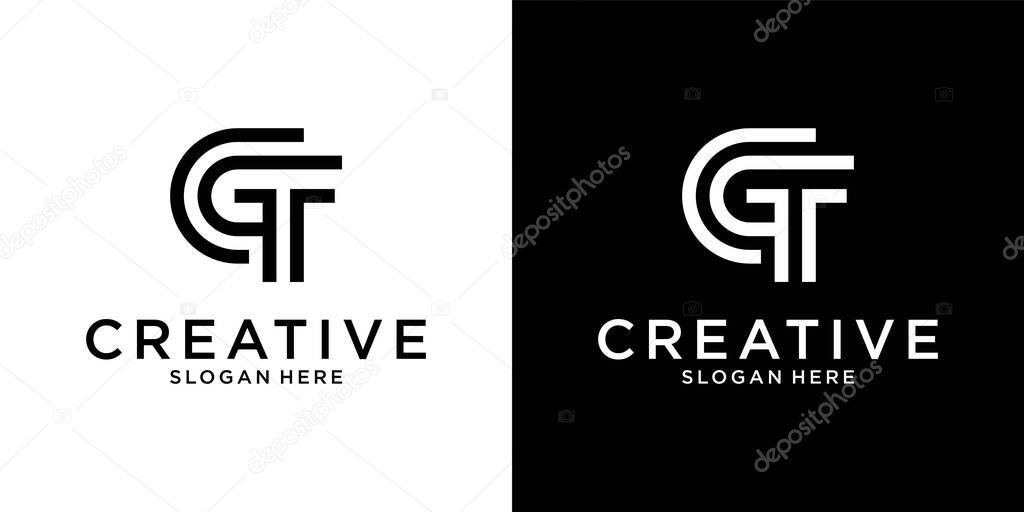 GT or TG initial letter logo design vector