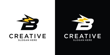 Şimşek Yıldırımı Logo Vektörü Tasarımı ile İlk B Mektubu