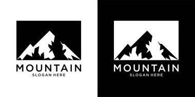 Klasik dağ vektör logosu tasarımı ve illüstrasyonu