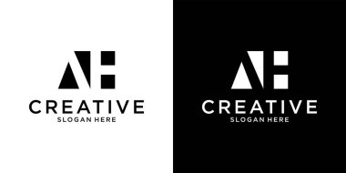 AH veya HA ilk harf logo tasarım vektör şablonu.