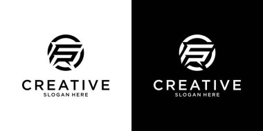 RF ilk harf logo tasarım vektörünün FR 'si