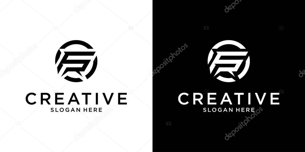 FR of RF initial letter logo design vector