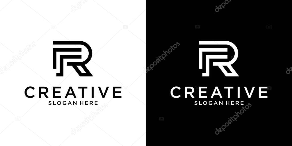 FR of RF initial letter logo design vector