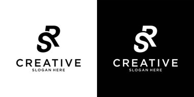 SC veya SR ilk harf logo tasarım vektörü