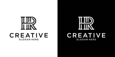 HR veya RH ilk harf logo tasarım vektörü