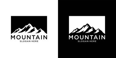 Klasik dağ vektör logosu tasarımı ve illüstrasyonu