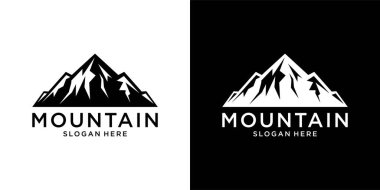 Klasik dağ vektör logosu tasarımı ve illüstrasyonu