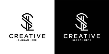 SL ya da LS ilk harf logo tasarım şablonu