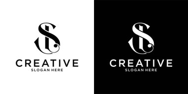 SL ya da LS ilk harf logo tasarım şablonu